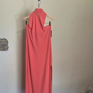 Norma Kamali One Shoulder Coral Dress